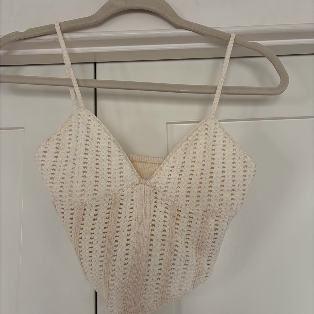 Zara Cream Crochet Crop Top